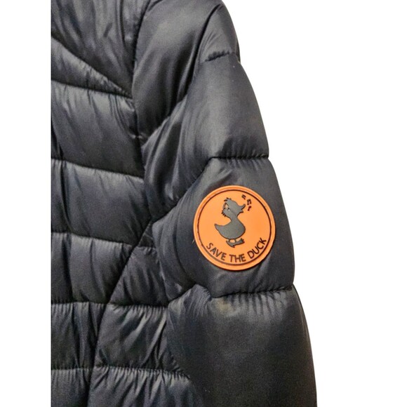 Save The Duck Womens 1/S Ultra Light Jacket Hooded Puffer Coat Plumtech Navy - Picture 7 of 16